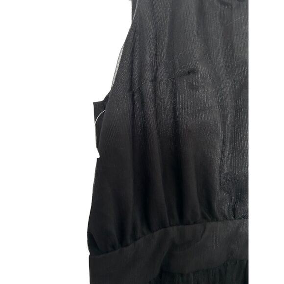ModCloth Dress Womens Size L Black Sleeveless Tulle Embroidered Roses Mesh Midi - Picture 4 of 15